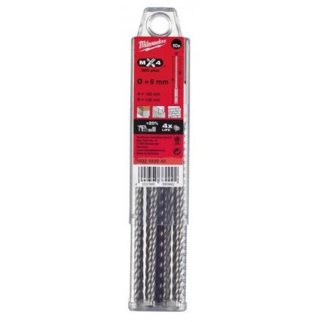 4932352040 Σετ Τρυπάνια MX4 SDS-Plus 4 Κοπών - 10 τεμ. Ø 5 mm, 115 mm