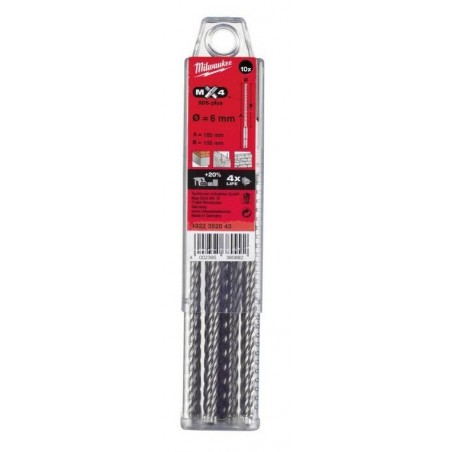 4932352047 Σετ Τρυπάνια MX4 SDS-Plus 4 Κοπών - 10 τεμ. Ø 10 mm, 160 mm
