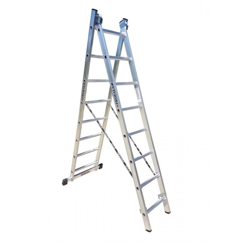 801208 Σκάλα Αλουμινίου Επαγγελματικής χρήσης 2x8 (Ελαφρού Τύπου)