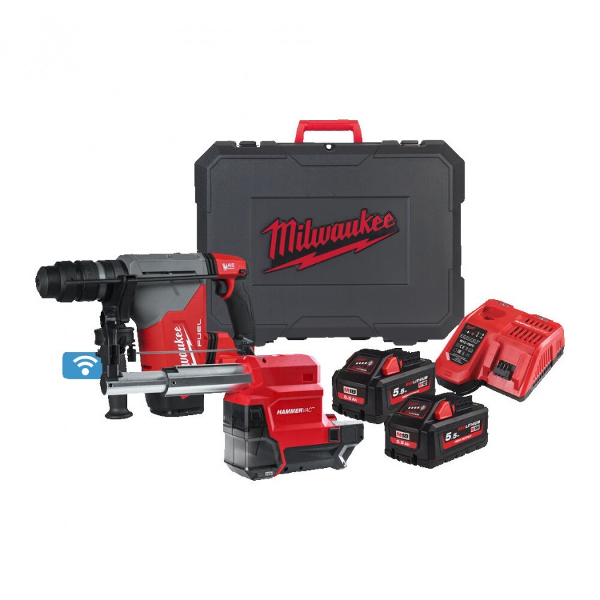 M18 FUEL™ ONE KEY™ ONEFPHXDEL-552C Περιστροφικό Σκαπτικό Πιστολέτο & Εξαγωγέας Σκόνης (2x5.5Ah)