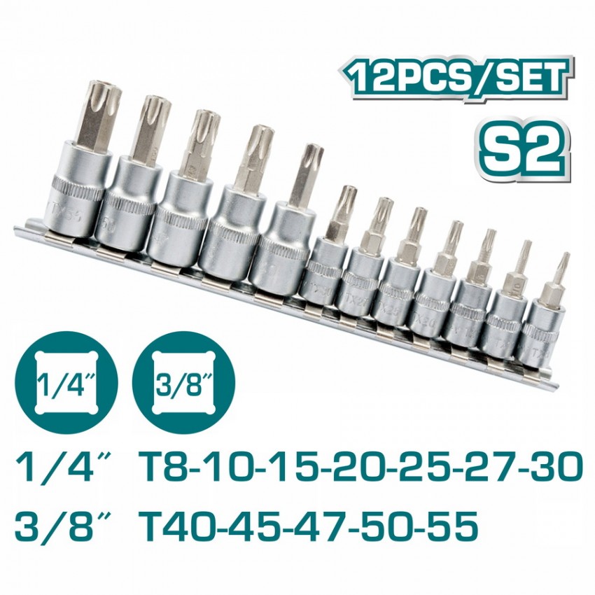 THT1438121 Σετ Καρυδάκια Torx 1/4" & 3/8" - 12 Τεμάχια