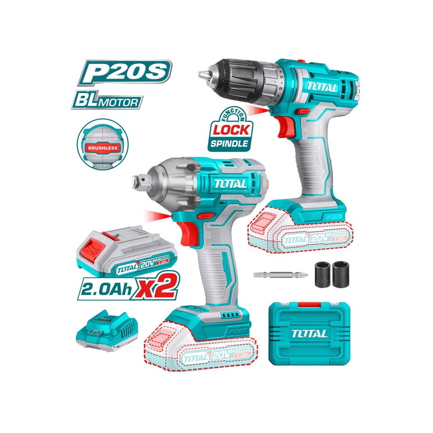 TOSLI230702 Σετ Δραπανοκατσάβιδο & Μπουλονόκλειδο Μπαταρίες 20V (2x2.0Ah)