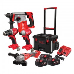 M18™ BLPP4A-503P Brushless Σετ Κρουστικό Δραπ/δο & Περ/κό Σκαπτικό Πιστολέτο & Γωνιακός Τροχός & Παλμικό Κατσαβίδι 18V (3x5.0Ah)