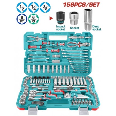 THKTHP21566 Κασετίνα Καρυδάκια 1/4"-3/8"-1/2" & Εργαλεία Χειρός - 156 Τεμάχια