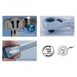 4773-22GS Μανέλα Καστάνια 1/2” – 90 Δοντιών – Τηλεσκοπική (έως 55cm)