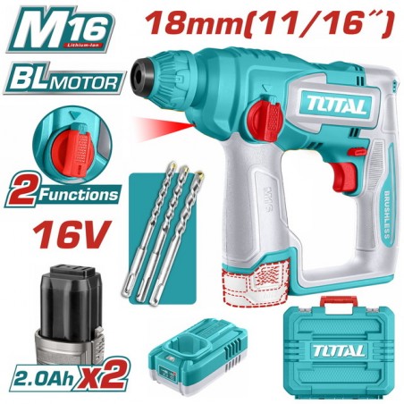 TRHLI16168 Πνευματικό Πιστολέτο SDS-Plus Μπαταρίας 1.8J 16V (2x2.0Ah)