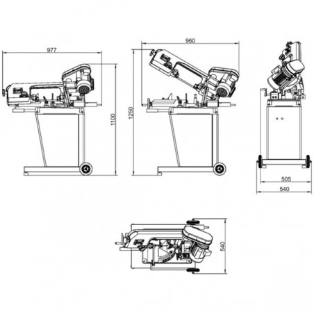 Σιδηροπρίονο Ταινίας 125x120 με Υδρόψυξη 550W σε Τροχήλατη Βάση