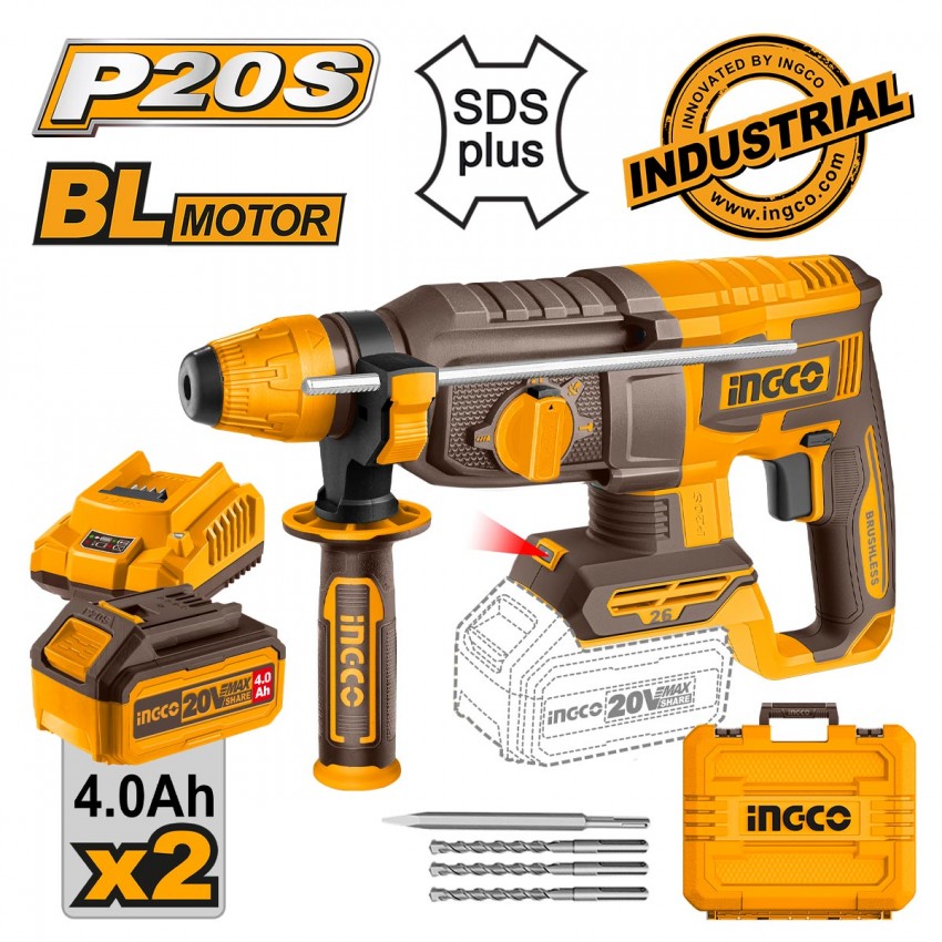 CRHLI202682E Πιστολέτο Περιστροφικό Κρουστικό Σκαπτικό Μπαταρίας 20V (2x4.0Ah)