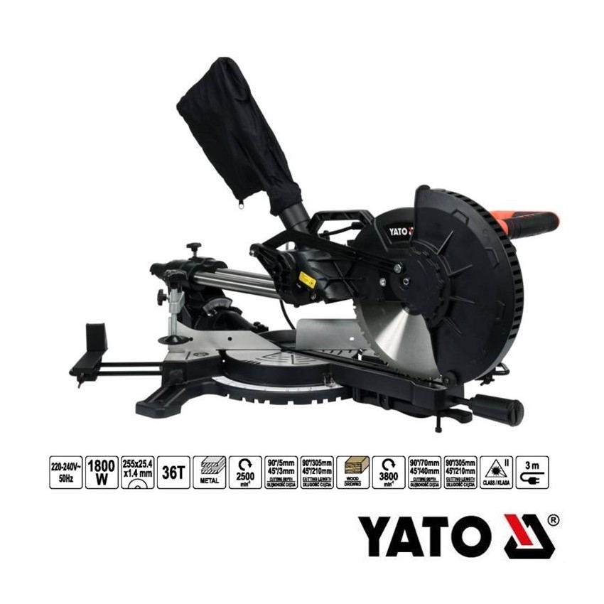 YT-82174 Δισκοπρίονο Radial 2 Ταχυτήτων 1800W 255mm
