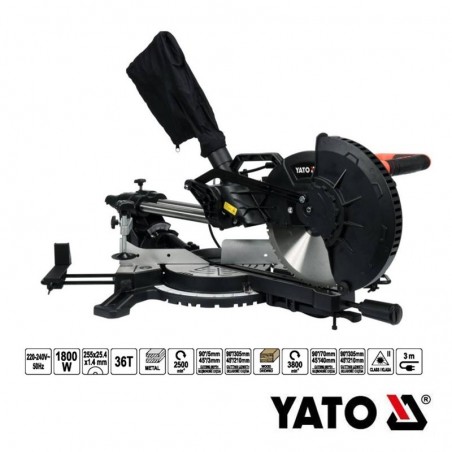 YT-82174 Δισκοπρίονο Radial 2 Ταχυτήτων 1800W 255mm