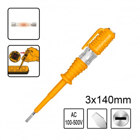 HSDT1408 Δοκιμαστικό Κατσαβίδι 3x140mm AC 100-500V