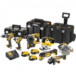 DCK755P3T Σετ Δραπ/δο & Παλμ. Κατσαβ. & Περιστρ. Σκαπτικό & Γων. Τροχό & Πολυεραλείο & Δισκοπρίονο & Σέγα 18V (3x5.0Ah)