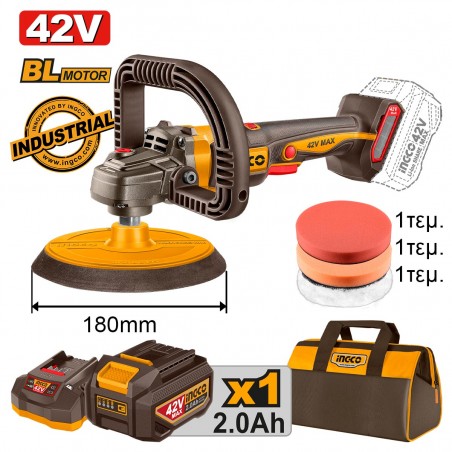 APLI42181E Αλοιφαδόρος Μπαταρίας Φ180mm 42V (1x2.0Ah)