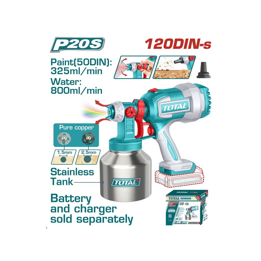 TSGLI20041 Πιστόλι Βαφής Με Μεταλλικό Δοχείο 800ml 20V (Solo)