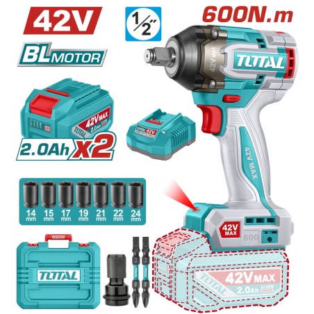 TIWLI42602E Επαγγελματικό Μπουλονόκλειδο 42V 600Nm (2x2Ah)