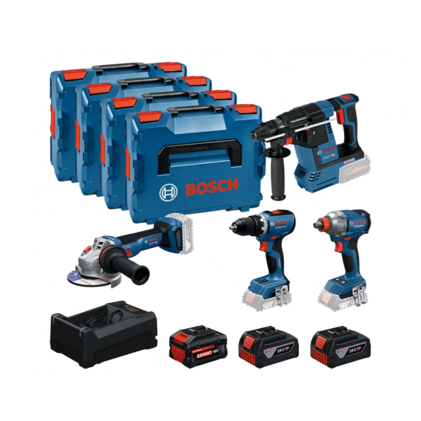 Σετ 4 εργαλείων GSR 18V-65 & GDX 18V-285 & GBH 18V-26 & GWS 18V-11 18V (2x5.0Ah,1x5.5Ah)