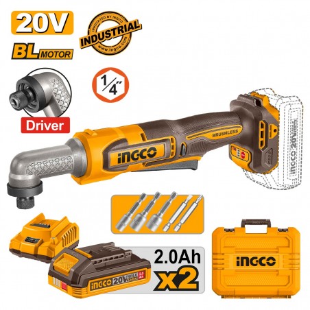 CAIRLI208E Παλμικό Γωνιακό Κατσαβίδι 1/4" Hex Μπαταρίας 20V (2x2.0Ah)