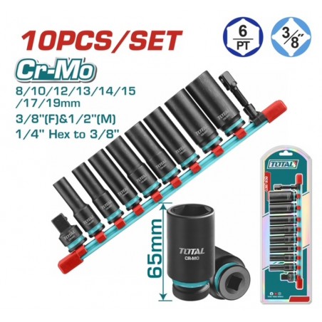 THKISD38106L Σετ Καρυδάκια Αέρος Μακριά Εξάγωνα 3/8'' 10 Τεμάχια