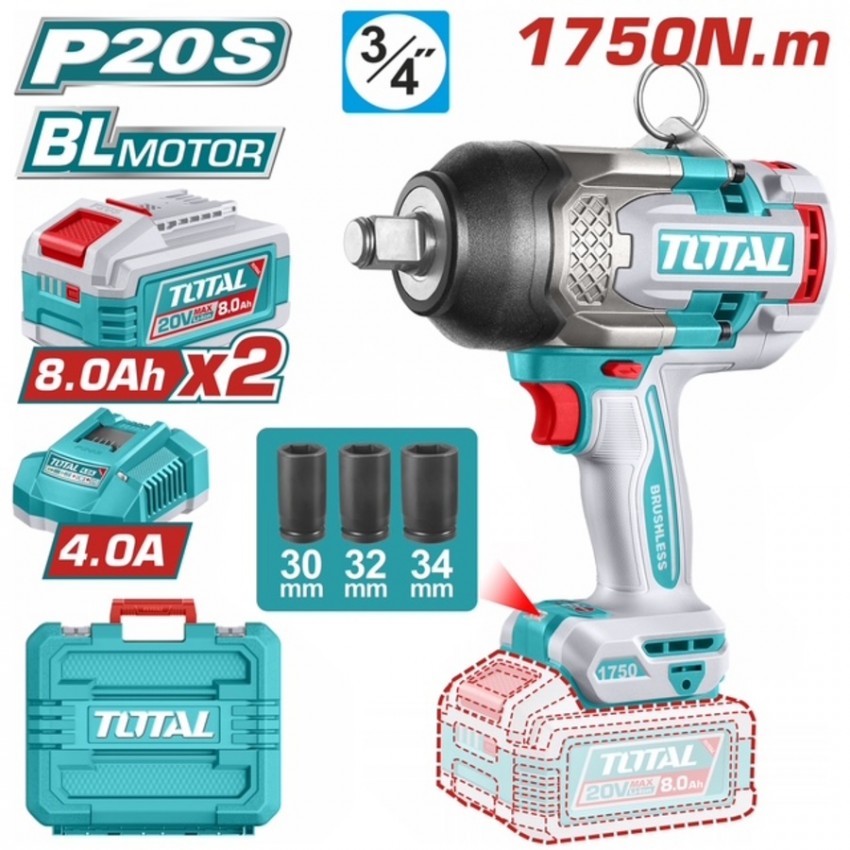 TIWLI20175E Μπουλονόκλειδο Μπαταρίας 20V (2x8Ah)