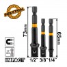 AMN365A01 Σετ Αντάπτορες για Impact-Αέρος Καρυδάκια 1/4"-3/8"-1/2" - 3 Τεμάχια