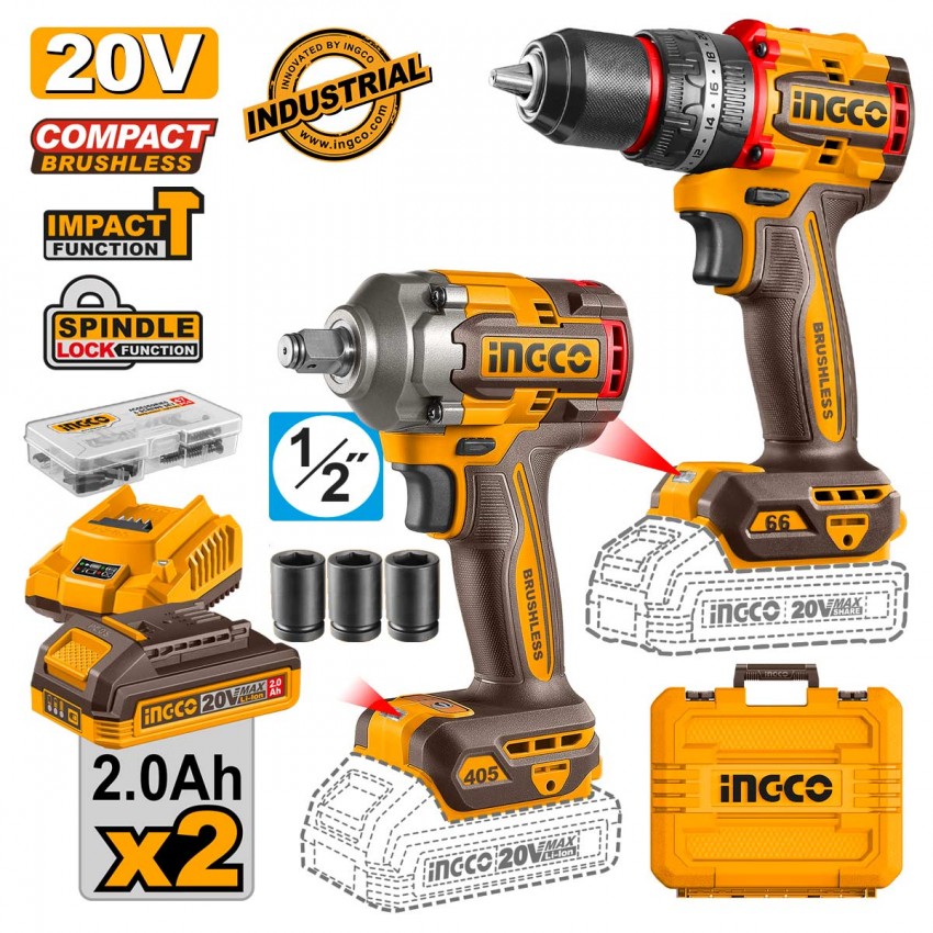 CKLI20286E Σετ Κρουστικό Compact Δραπανοκατσάβιδο & Μπουλονόκλειδο Μπαταρίας 20V (2x2.0Ah)