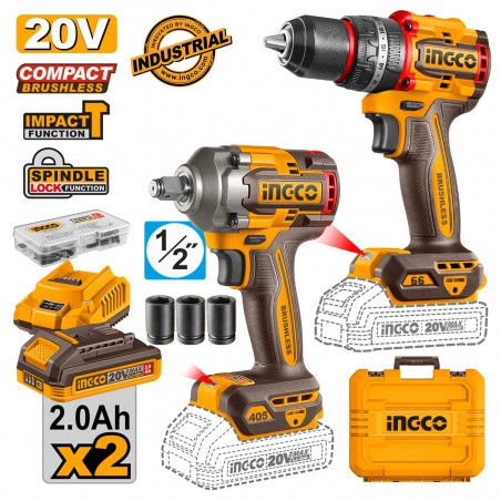 CKLI20286E Σετ Κρουστικό Compact Δραπανοκατσάβιδο & Μπουλονόκλειδο Μπαταρίας 20V (2x2.0Ah)