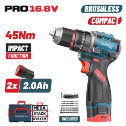 BBP1645X22CA Δραπανοκατσάβιδο Κρουστικό Compact Brushless Mπαταρίας (2x2.0Ah)