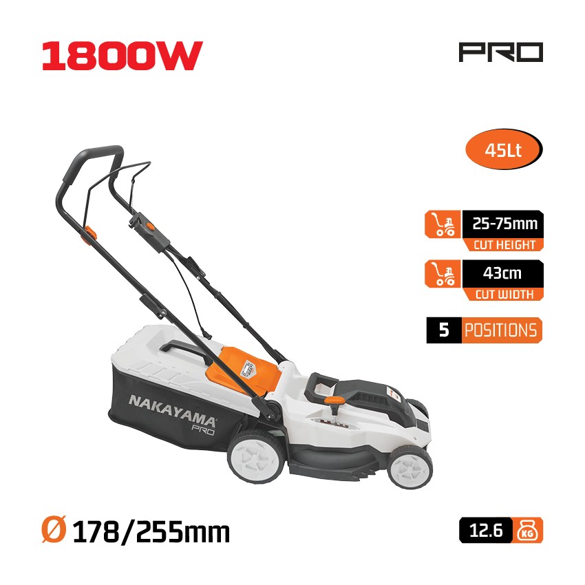 EM4021 Ηλεκτρική Χλοοκοπτική Μηχανή 43cm 1800W