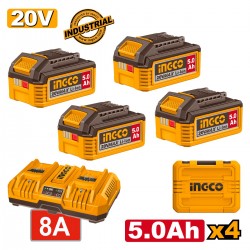 FBCLI20285E Σετ Μπαταρίες 20V (4x5.0Ah) & Ταχυφορτιστής 2 Θέσεων 8A