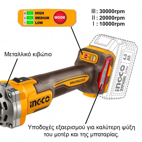 CDGLI2001 Ευθύς Λειαντήρας Μπαταρίας 20V (Solo)