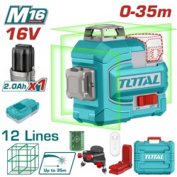 TLL301201E Αλφάδι Λέιζερ 3D Μπαταρίας με Πράσινες Ακτίνες 12 Lines 0-35m 16V (1x2.0Ah)
