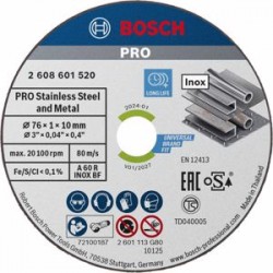 Δίσκος Κοπής PRO Stainless Steel and Metal Bonded 76x1x10mm 5 Τεμάχια
