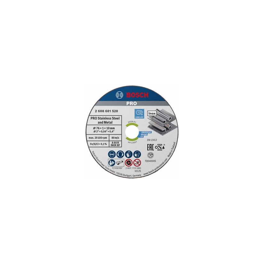 Δίσκος Κοπής PRO Stainless Steel and Metal Bonded 76x1x10mm 5 Τεμάχια