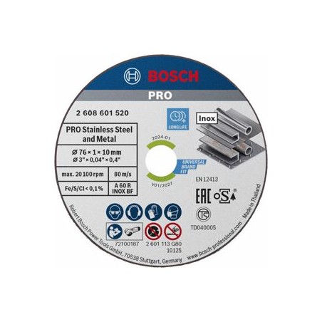 Δίσκος Κοπής PRO Stainless Steel and Metal Bonded 76x1x10mm 5 Τεμάχια