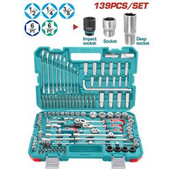 THKTHP21396 Κασετίνα Καρυδάκια 1/4"-3/8"-1/2" & Εργαλεία Χειρός - 139 Τεμάχια