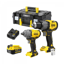 SFMCK217M1T-QW 20V Brushless Σετ Δραπανοκατσάβιδο, Παλμικό Κατσαβίδι, Γωνιακός Τροχός & Δισκοπρίονο (2x4Ah)