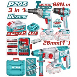 TOSLI250591E Σετ Κρουστικό Δραπανοκατσάβιδο & Πνευματικό Πιστολέτο & Κατσαβίδι Γυψοσανίδας Μπαταρίας 20V (2x4.0Ah)