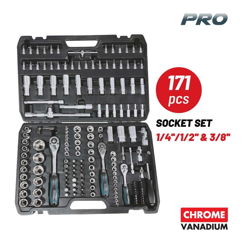 BHT5200 Σετ Καρυδάκια 1/2'', 1/4'' & 3/8'' με Καστάνια - 171 Τεμαχίων