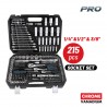 BHT5220 Καρυδάκια 1/2'', 1/4'' & 3/8'' με Καστάνια και Προέκταση - 215 Τεμαχίων