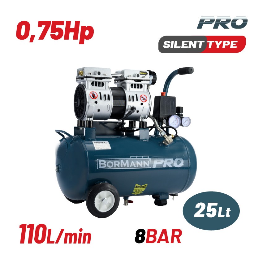 BAT5080 Αεροσυμπιεστής Oil-Free 25Lt 0.75Hp