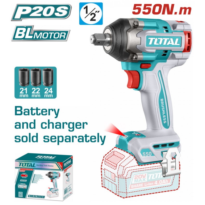 TIWLI20551 Μπουλονόκλειδο Μπαταρίας 550Nm 20V (Solo)