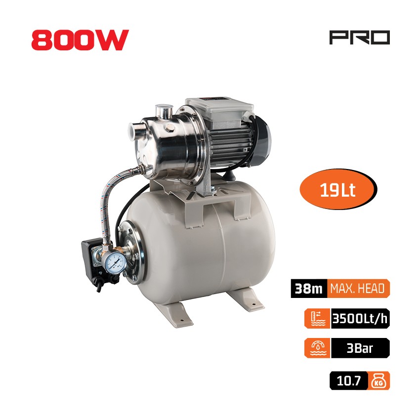 NP2105 Πιεστικό με Δοχείο Αντλία INOX 800W
