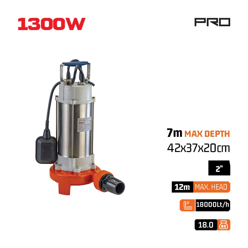 SP1315 Αντλία Ακαθάρτων με Κοπτήρα 1300W