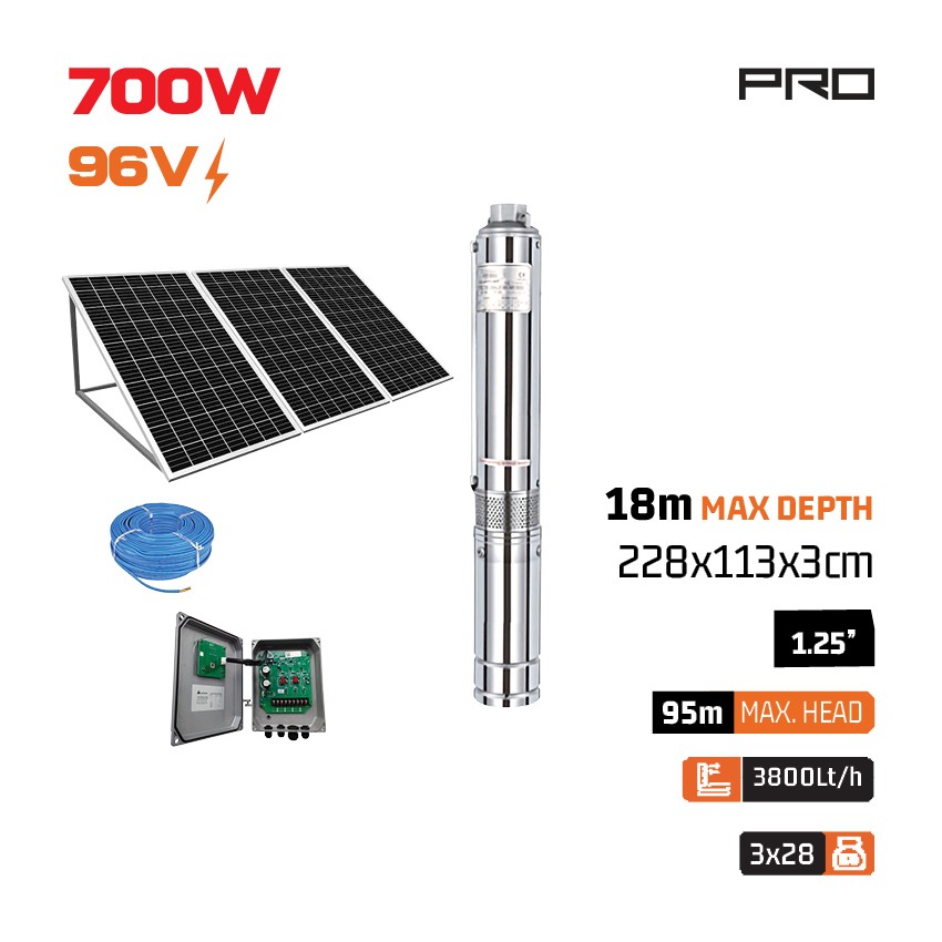 NP2230 Αντλία Νερού με Φωτοβολταϊκό 96V 750W
