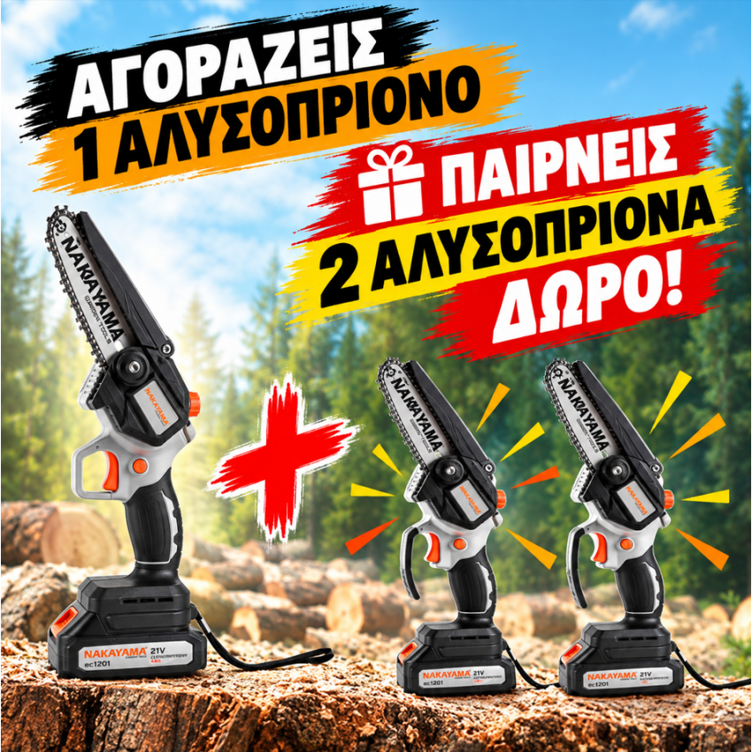 EC1100 Κλαδευτικό Αλυσοπρίονο 15cm & Δώρο Δύο EC1040 Κλαδευτικά Αλυσοπρίονα 10cm 21V (4x2.0Ah)