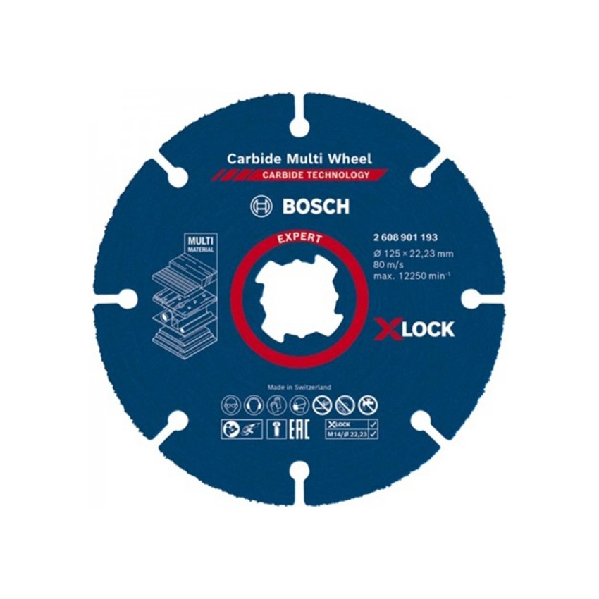 2608901193 Δίσκος Κοπής Expert Carbida Multi Wheel X-LOCK Γενικής Χρήσης Καρβιδίου 125mm