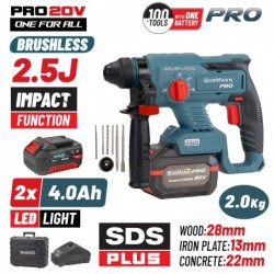 BBP5301X44CA Πνευματικό Σκαπτικό Μπαταρίας 20V Brushless 2.5J SDS-Plus & Βαλίτσα (2x4.0Ah)