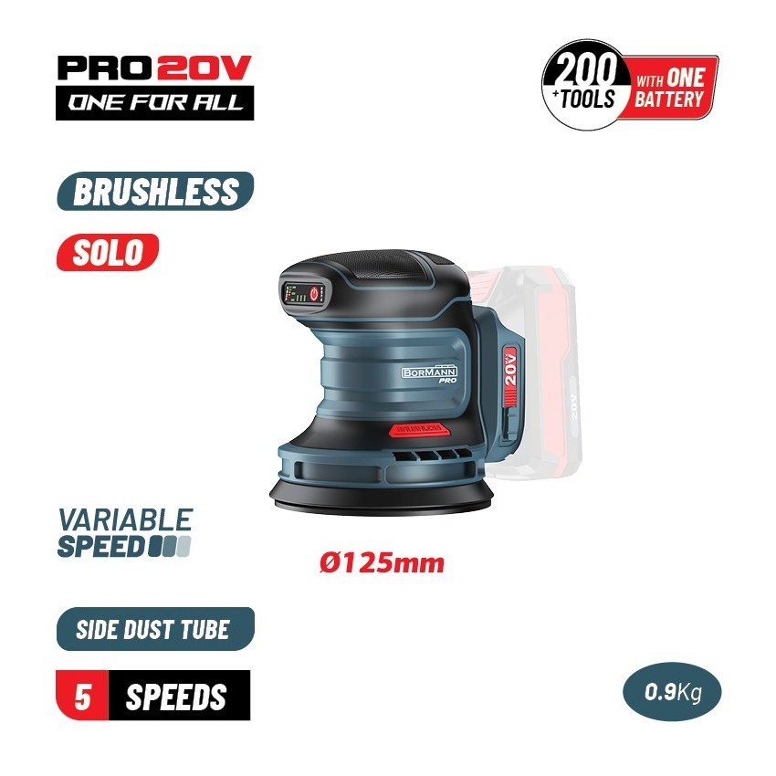 BBP5413 Τριβείο Έκκεντρο Brushless Μπαταρίας 20V 125mm Ρυθμίσεις Ταχύτητας (Solo)