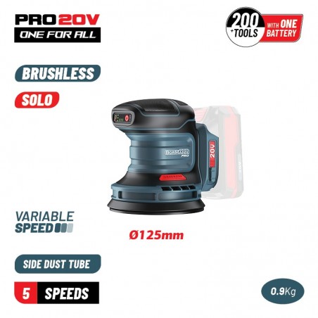 BBP5413 Τριβείο Έκκεντρο Brushless Μπαταρίας 20V 125mm Ρυθμίσεις Ταχύτητας (Solo)