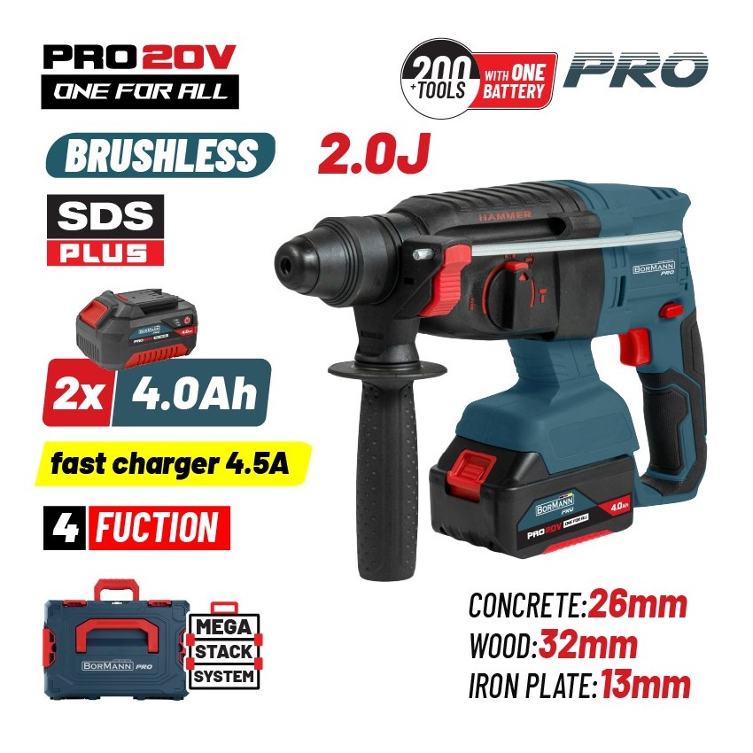 BBP5416X44CA Πνευματικό Σκαπτικό Μπαταρίας SDS-PLUS Brushless 20V 2J (2x4.0Ah)